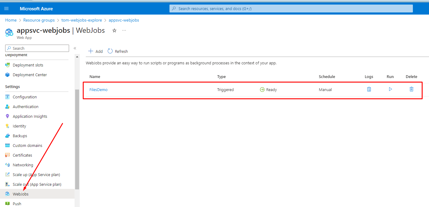 Create Your First Job in Azure App Service